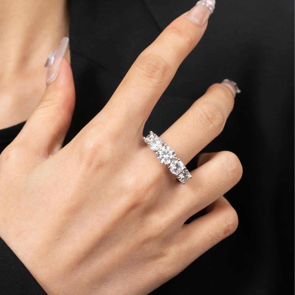 Light-luxury Moissanite Ring For Women Niche Design
