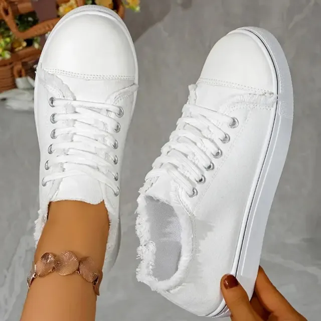 Lightweight Canvas Shoes For Women In Larger Sizes White - Shop at LoveMi