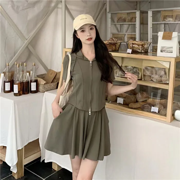 Casual Sportswear Set For Plus-size Women Summer - Green