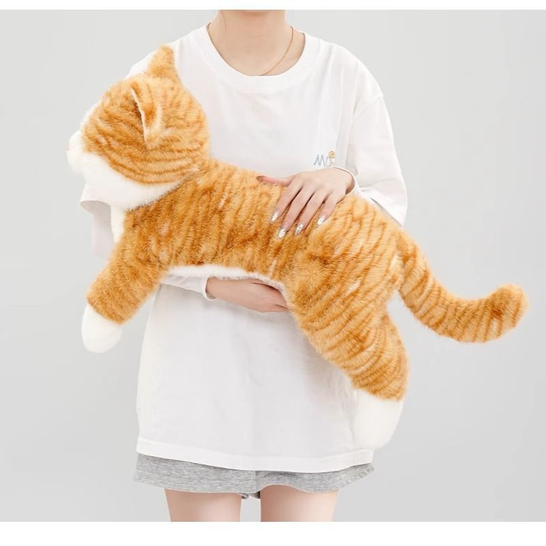 Simulation Cat Cute Cuddly Cat Doll Plush Toy Childrens Sleep Companion Soothing Hug Pillow