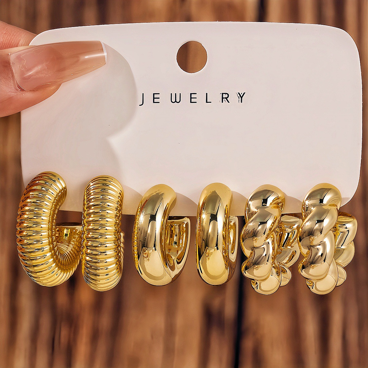 Fashionable Tassel Simple Creative And Personalized C-Shaped Waterdrop Stud Earrings