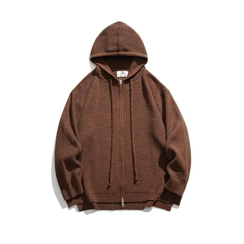 Japanese-style Retro Casual Waffle Hooded Cardigan