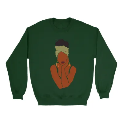 European And American Cartoon Printed Round neck Sweater Army Green - Shop at LoveMi