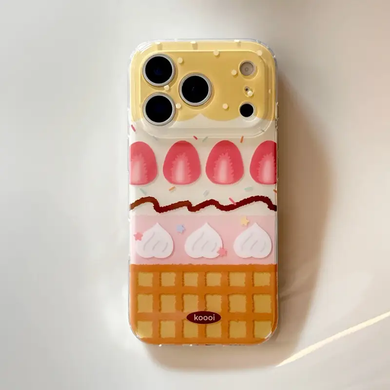 Yellow Plaid Strawberry Cake Soft Silicone Phone Case