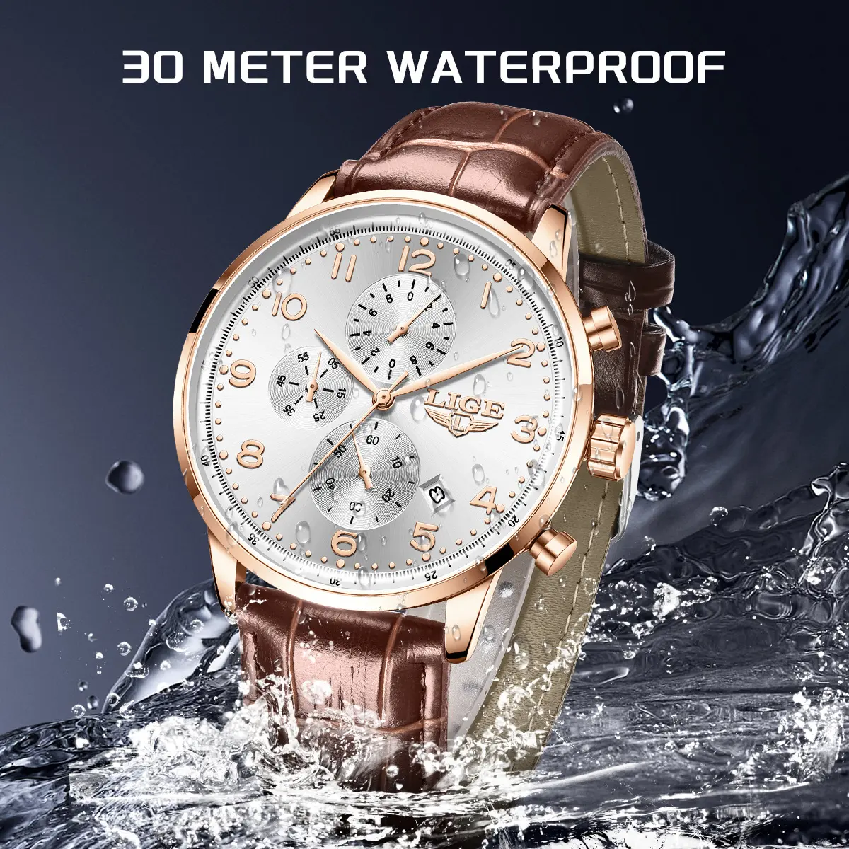 Multifunctional Calendar Leather Belt Waterproof Mens Business
