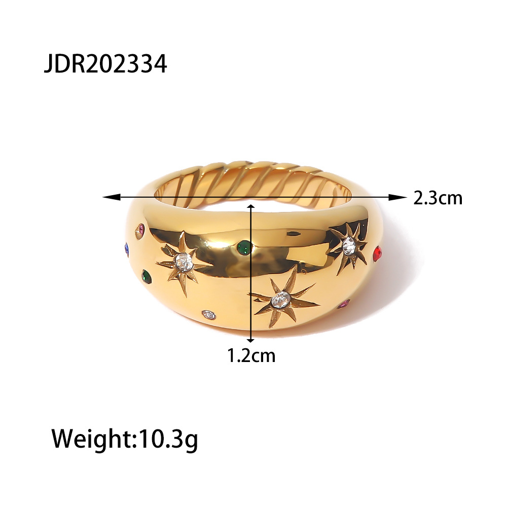 French Entry Lux High-grade Retro Six-pointed Zircon Ring