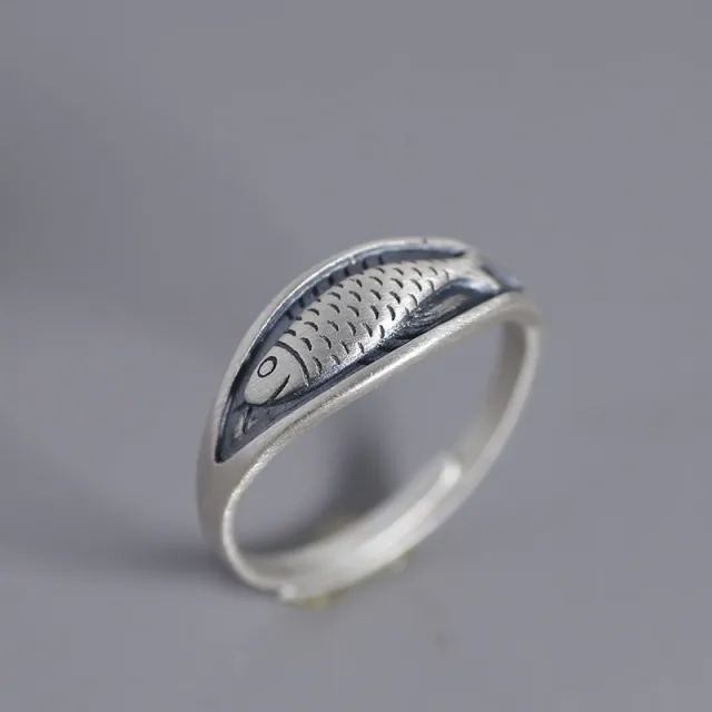 Fish Ascends Retro Koi Fish Ring Fish Flying Single - Shop at LoveMi