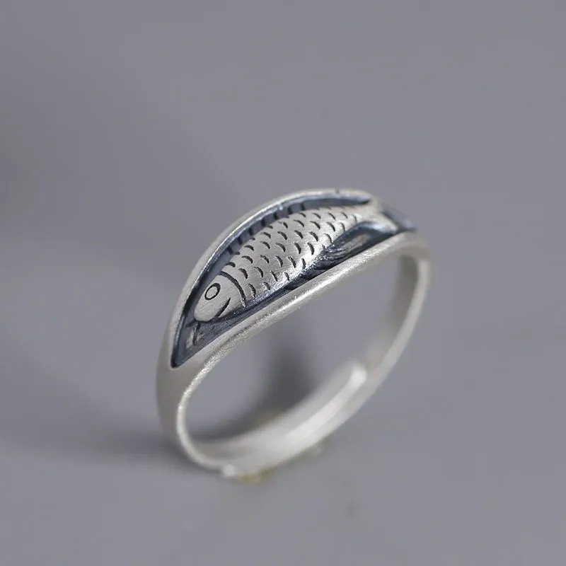Fish Ascends Retro Koi Fish Ring - Fish Flying Single