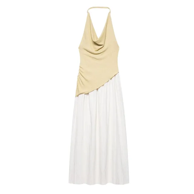 Summer Design Fashion Stitching Hanging Collar Strap Dress Picture Color L - Shop at LoveMi