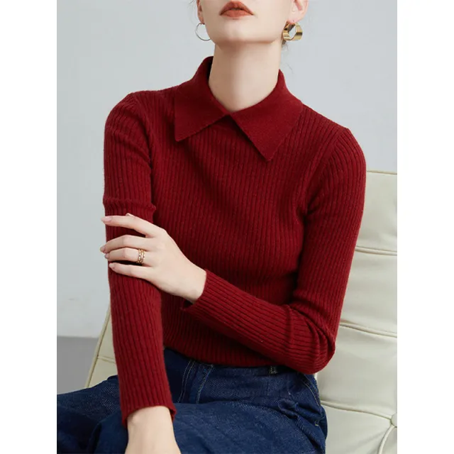 Pullover Cashmere Sweater Autumn Winter Retro Fashionable Wine Red - Shop at LoveMi