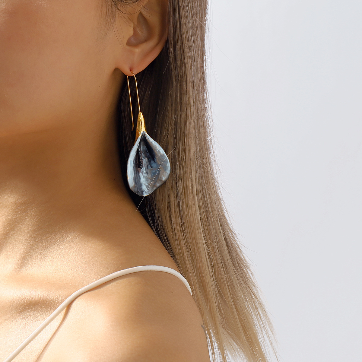 Fashion Colorful Flowers Long European And American Style Holiday Alloy Dripping Earrings