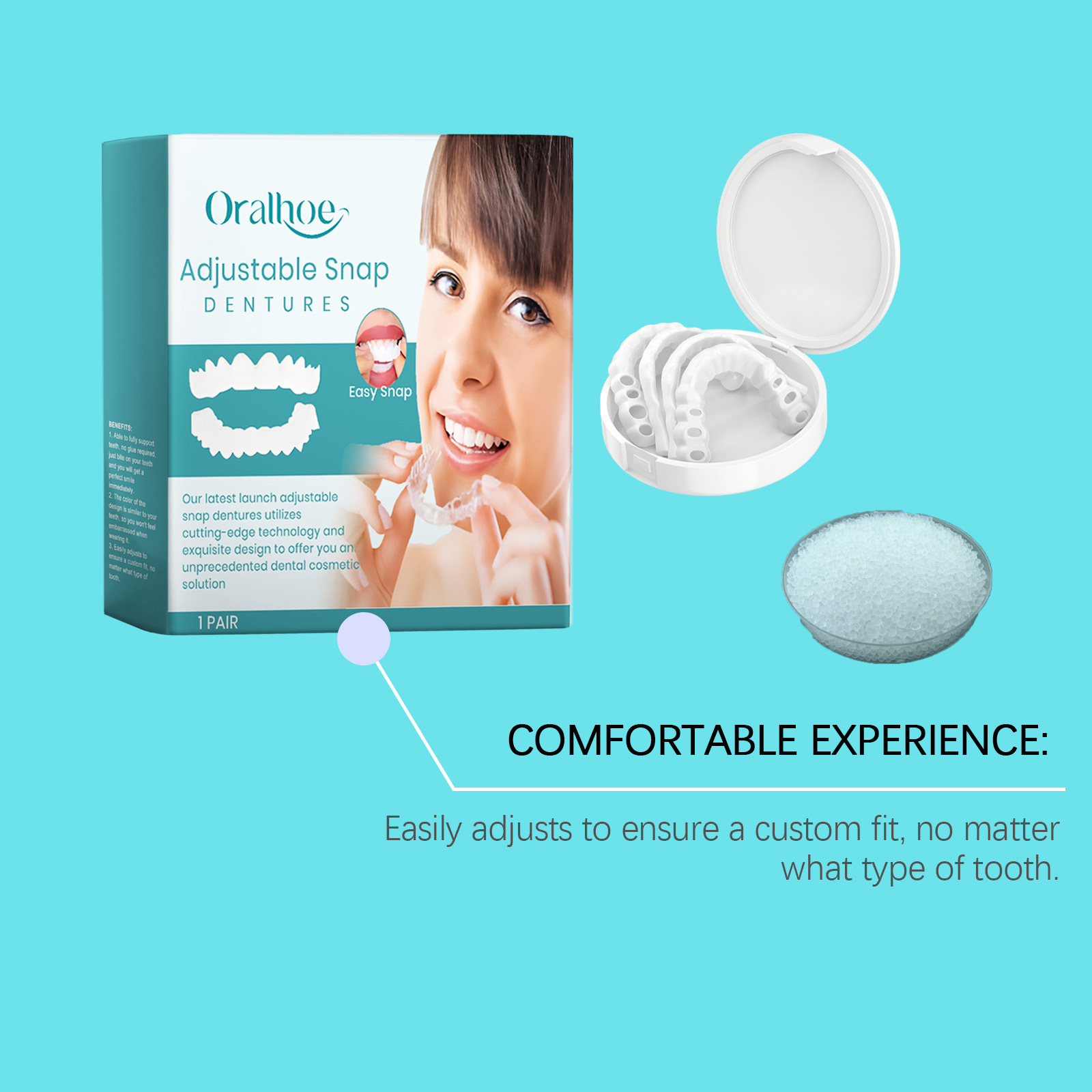 Adjustable Snap-on Dentures Fit Teeth