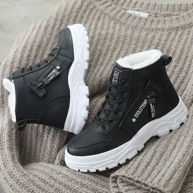 Korean Style Student All matching Warm High top Martin Boots Black - Shop at LoveMi