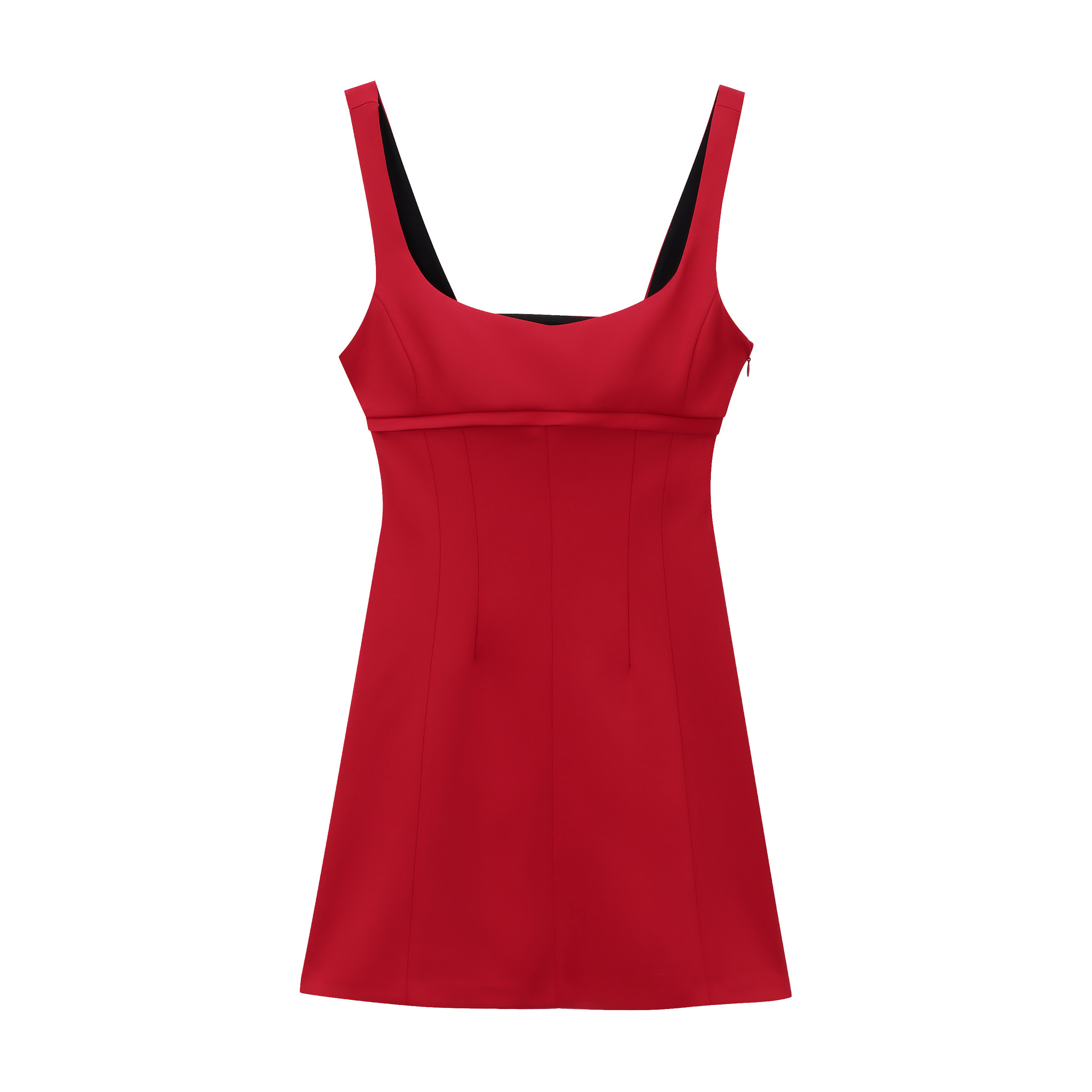 European And American Style French Open Design Silk Satin Texture Slim Sleeveless Dress Red - Shop at LoveMi