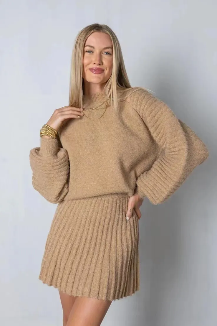 Autumn And Winter New Girls' Sweater Suit - Light Brown