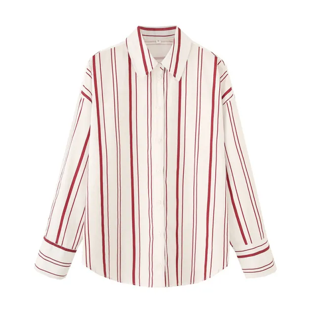 Striped Poplin Cotton Long sleeved Lapel Shirt - Shop at LoveMi