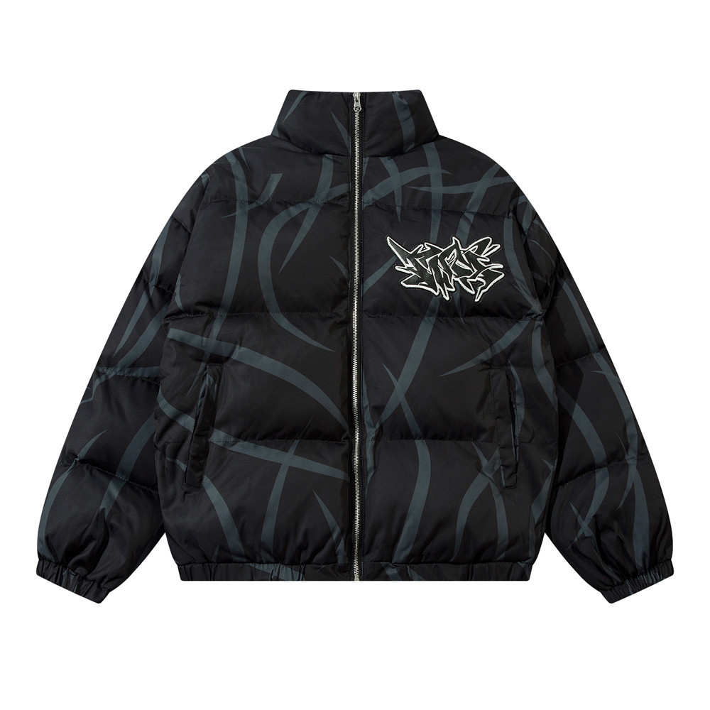 Flower Body Embroidered Stand Collar Cotton Coat Winter