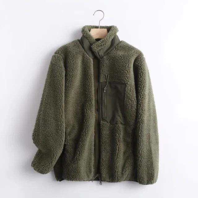 Couple's Autumn And Winter New Loose Zip Windproof Lamb Wool Coat For Women Dark Olive Green - Shop at LoveMi