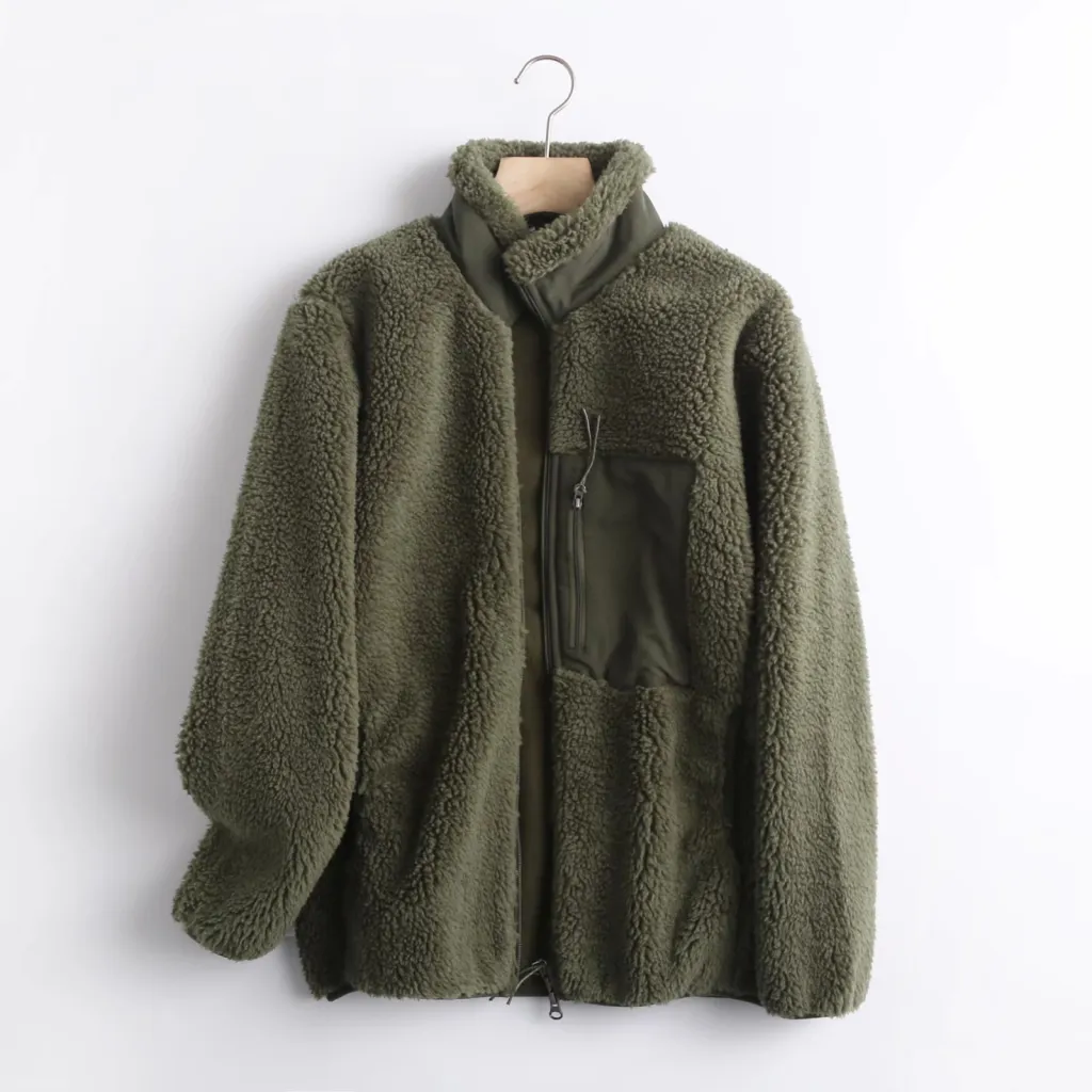 Couple's Autumn And Winter New Loose Zip Windproof Lamb Wool Coat For Women - Dark Olive Green