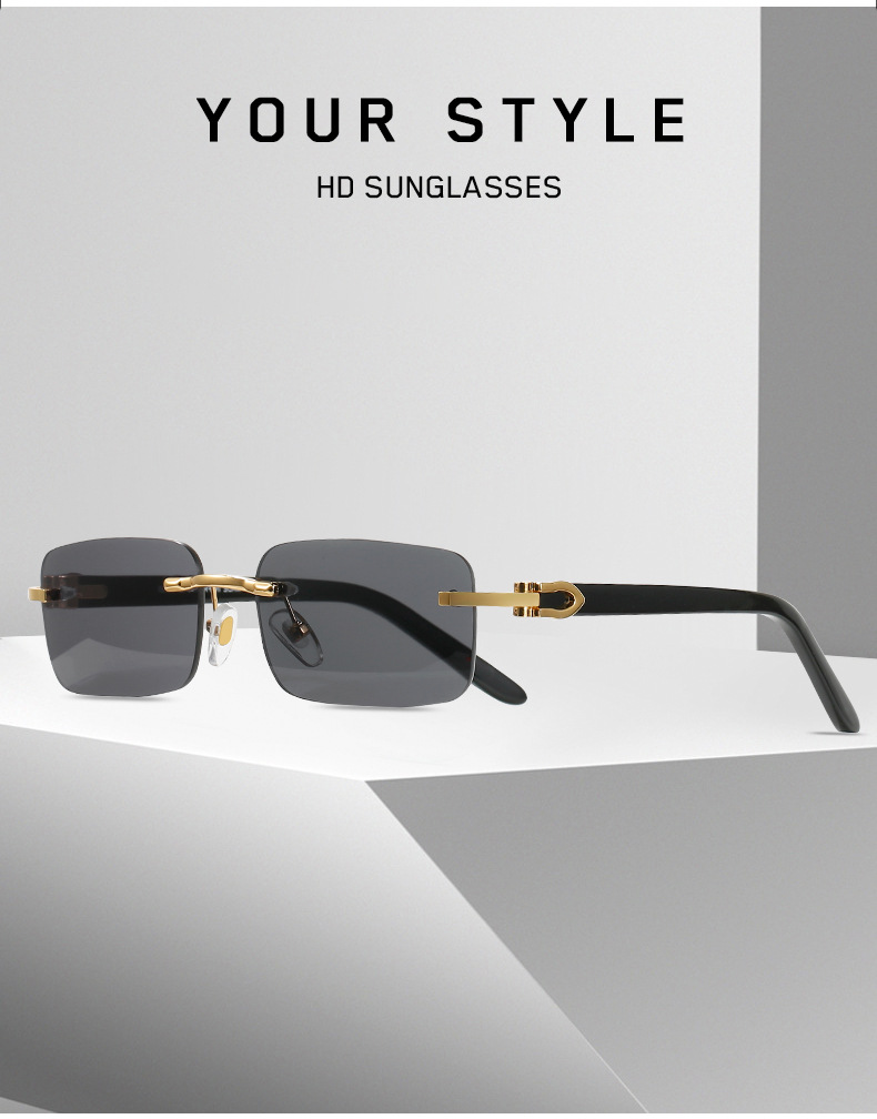 Title 4, Small Square Frameless Acetate Sunglasses