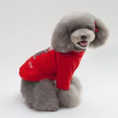 Dog Winter Pet Clothes Brushed Hoody - Boxing Boy Sweater Red - View 1
