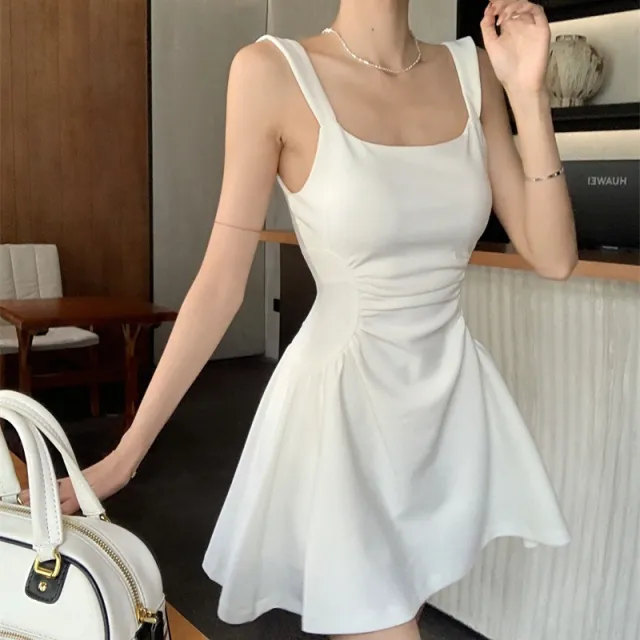High end Pure Desire Waist cinching A line Camisole Dress Ds125 White - Shop at LoveMi