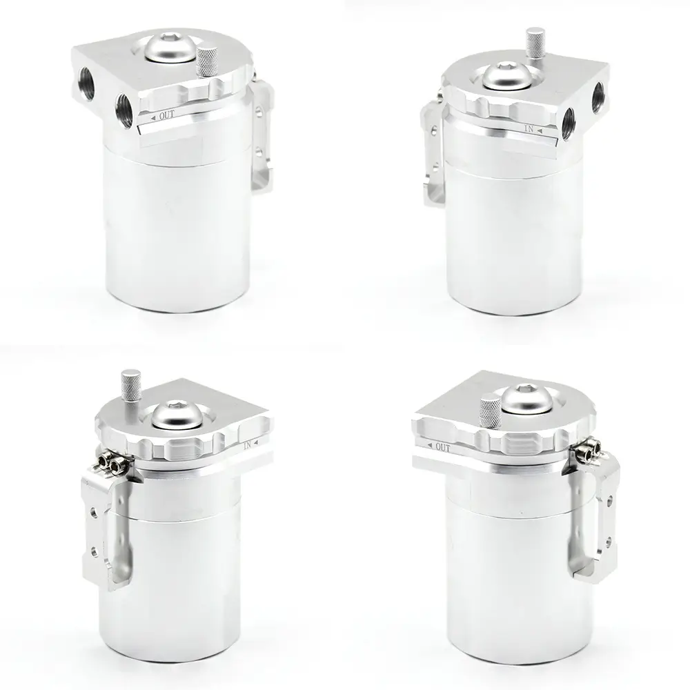 Universal Oil Catch Can Reservoir Tank for Engine Modification — Silver