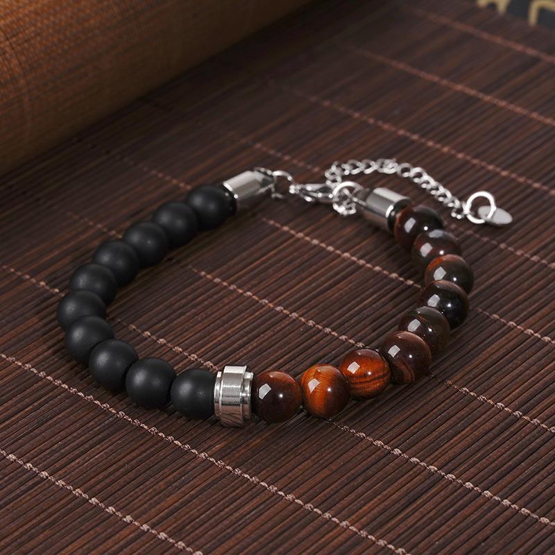 Bracelet Punk Men Women Natural Tiger-shaped Stone Stainless Steel Bangle - Jewelry & Watches