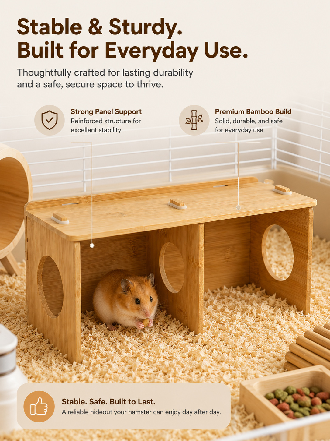 Hamster Squirrel Solid Wood Hideout Hedgehog Wooden House detail photo 1