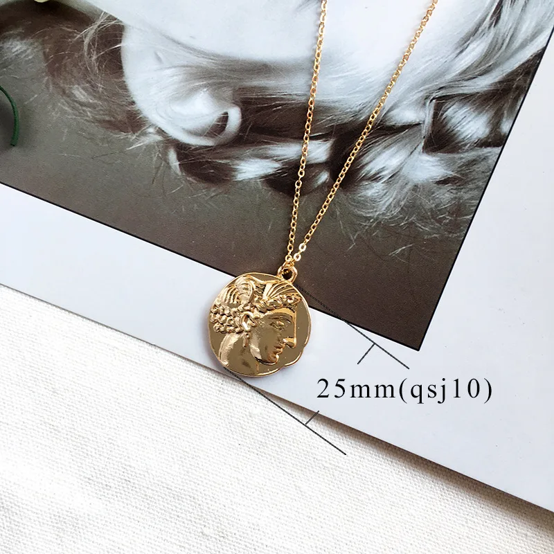 Title 5, Simple Vintage Carved Coin Pendant Necklace