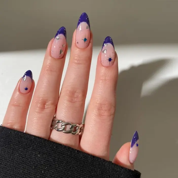 French-style Rhinestone False Nails
