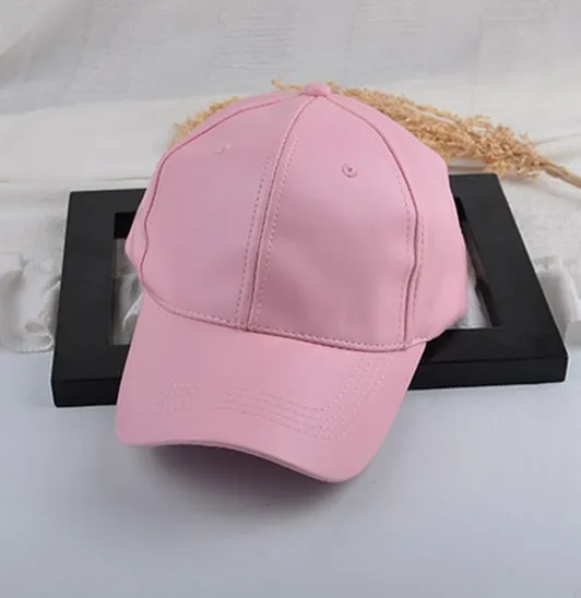 Summer Leather Solid Color Retro Classic Leather Baseball Cap Pink - Shop at LoveMi