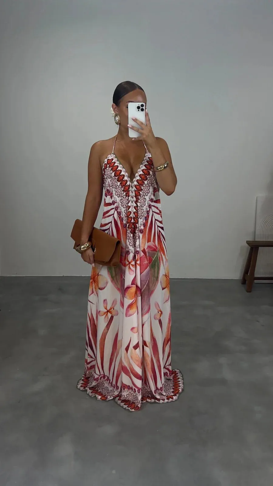 Women's Sleeveless Printed Maxi Dress - 4Style-L