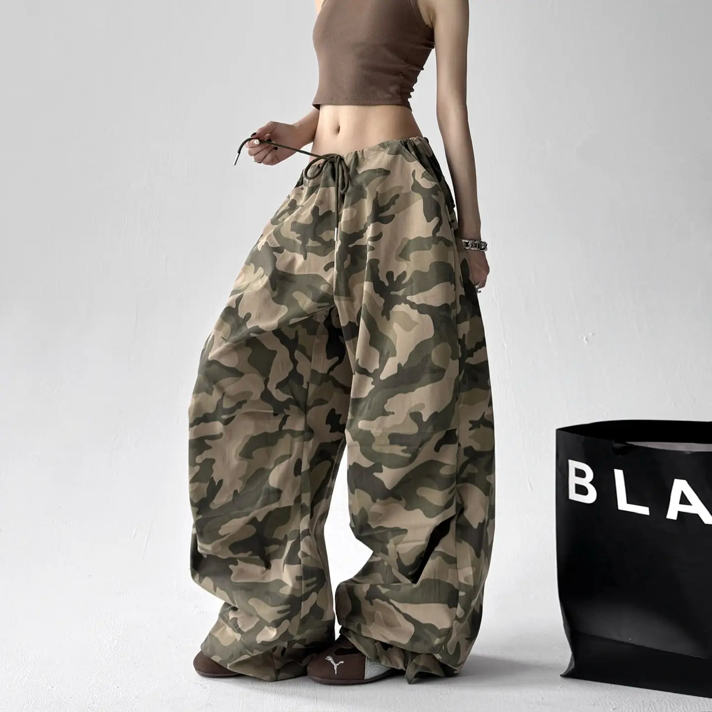 High-waisted Relaxed-fit Wide-leg Pants For Tall Women Casual Trousers