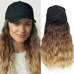 Hat One-piece Women's Big Wave Long-rolled Chemical Fiber Wig - 1B3027 - View 1