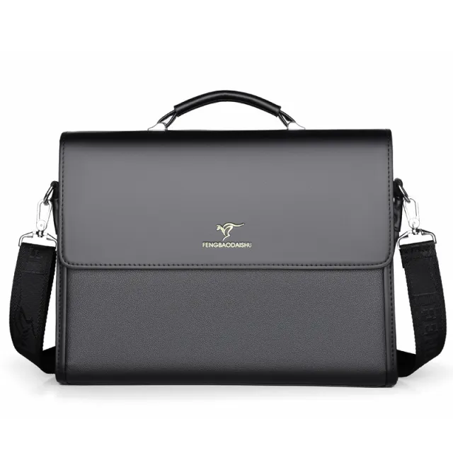 Men's Horizontal Leather Portable Briefcase Black - Shop at LoveMi