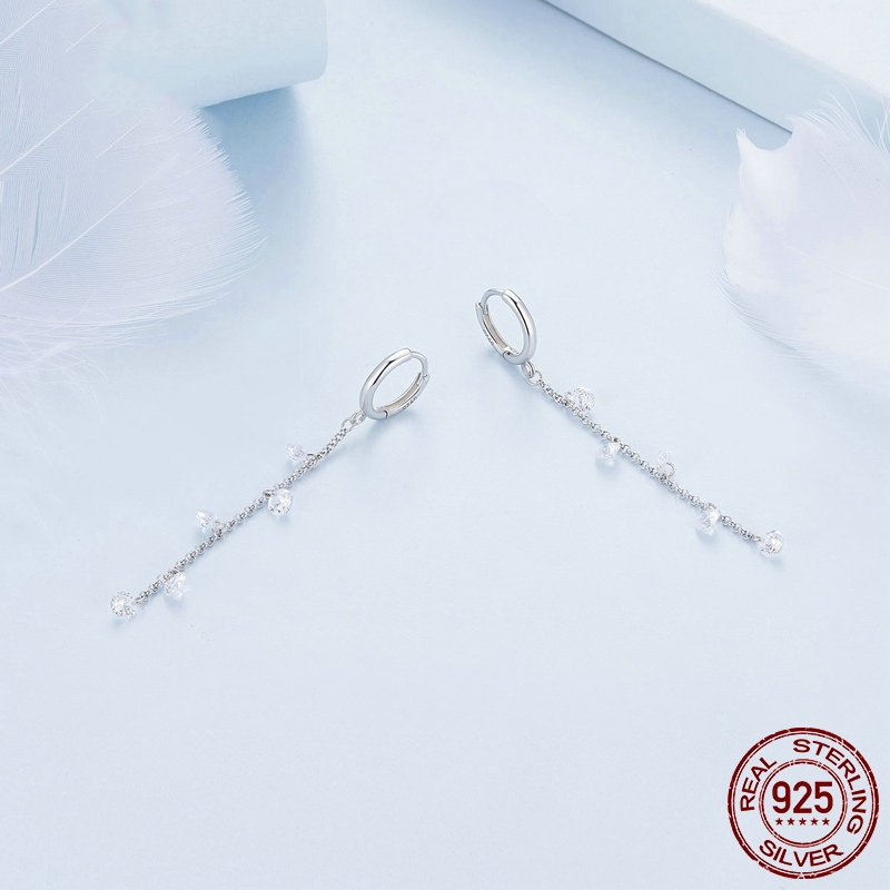 S925 Sterling Silver Long Smart Tassel Ear Clip
