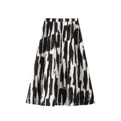 Women's Summer New Fashionable All-match Printed High Waist Midi Skirt - Black - View 1