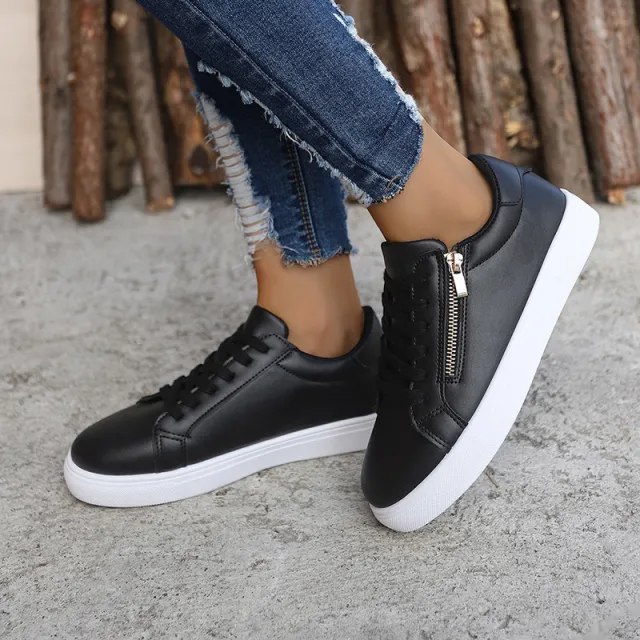 European And American Large Size Flat Bottom Sneaker Fashion All matching Black - Shop at LoveMi