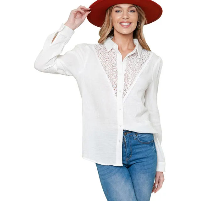 Thin Simple All match Solid Color Long Sleeve Shirt White - Shop at LoveMi