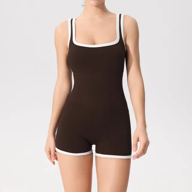 Yoga Jumpsuit Women's Seamless Fitness Sports Jumpsuit Brown - Shop at LoveMi