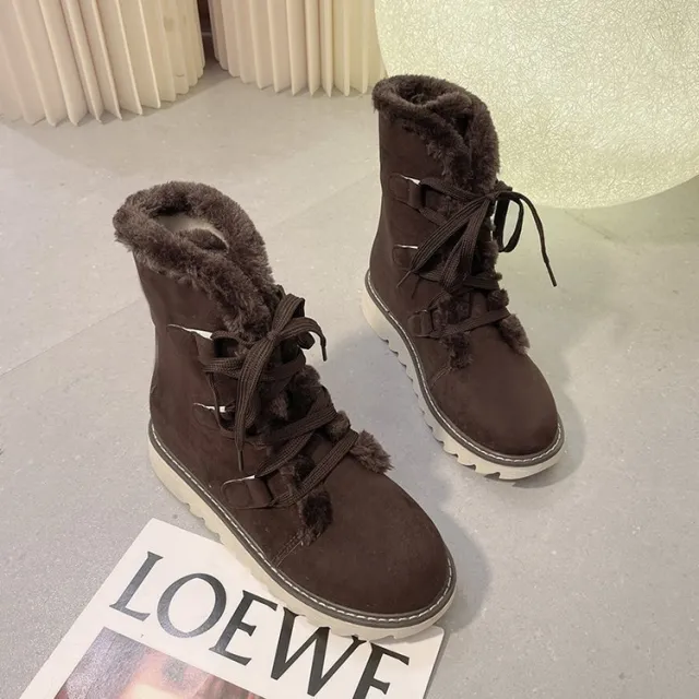 Thick Bottom Fleece lined Thick Snow Boots Warm Coffee - Shop at LoveMi