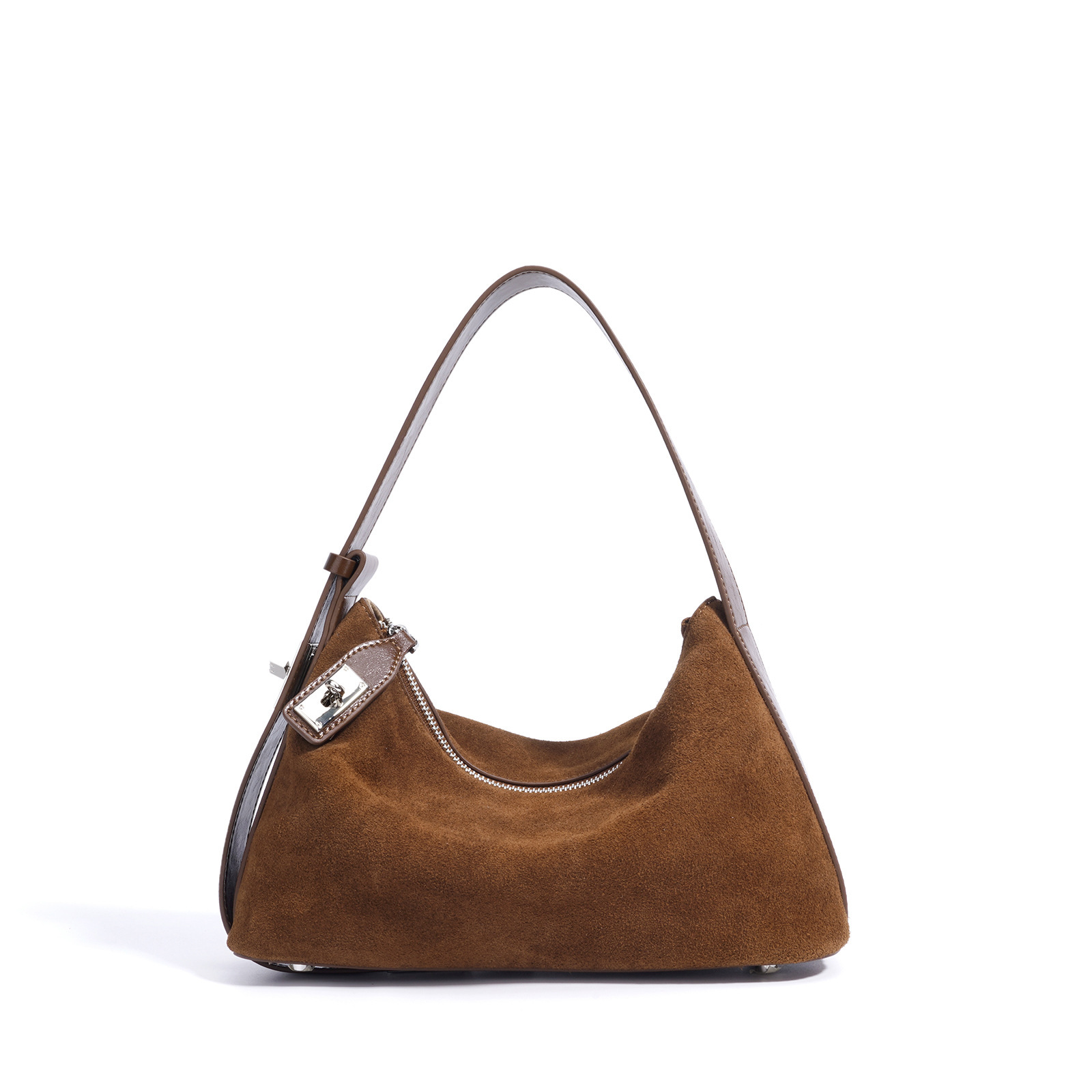 Retro-chic Soft Crescent-shaped Dumpling Bag Niche Design Shoulder And Tote Cowhide Commuter Bag For Women