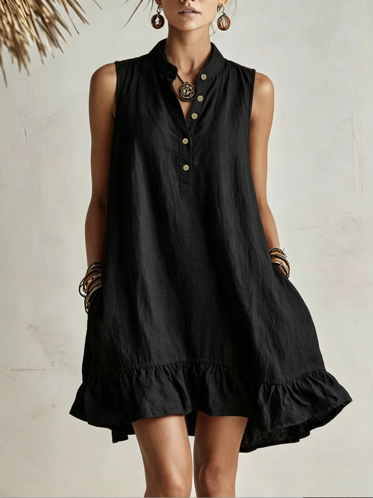 Cotton-linen Loose-fit Fashionable Casual Womens Dress