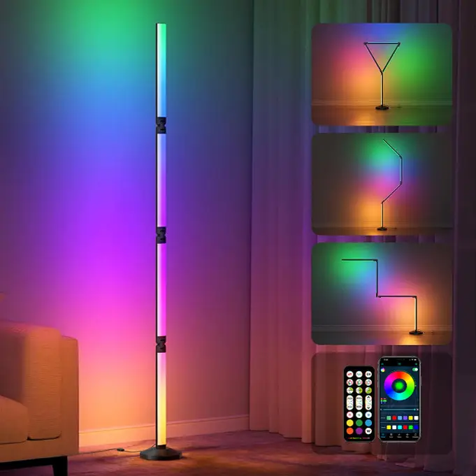 Foldable Home Floor Lamp Graffiti Iridescent Corner E-sports Style Ambient Light