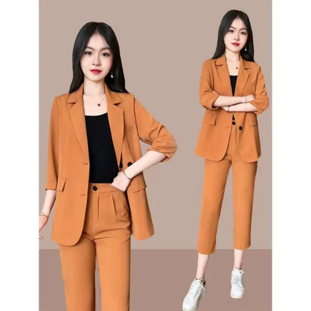 Plus Size Suit Coat Harem Pants Two piece Set Orange - Shop at LoveMi