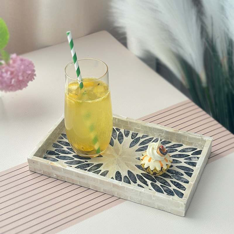Rattan shell snack storage tray (golden leaf)