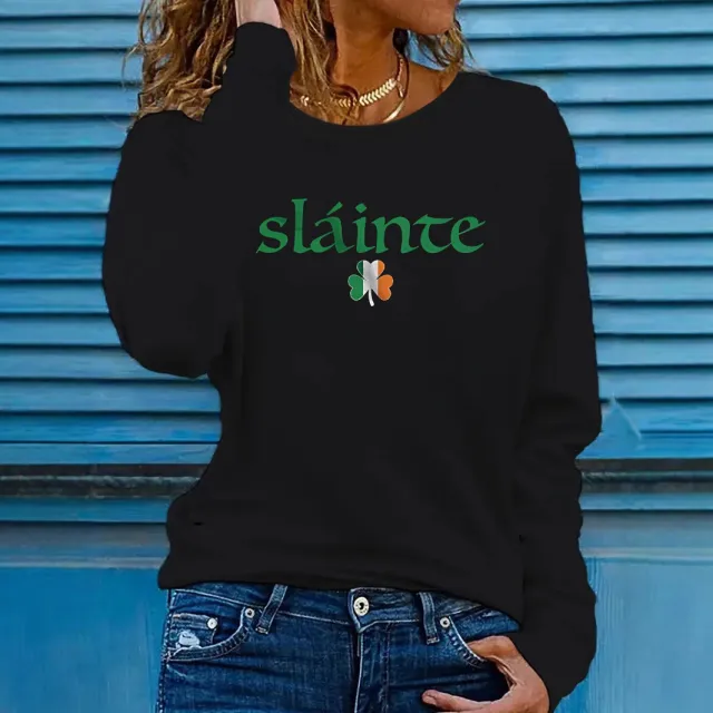 Women's Printed Long Sleeve T Shirts For Autumn And Winter Black - Shop at LoveMi