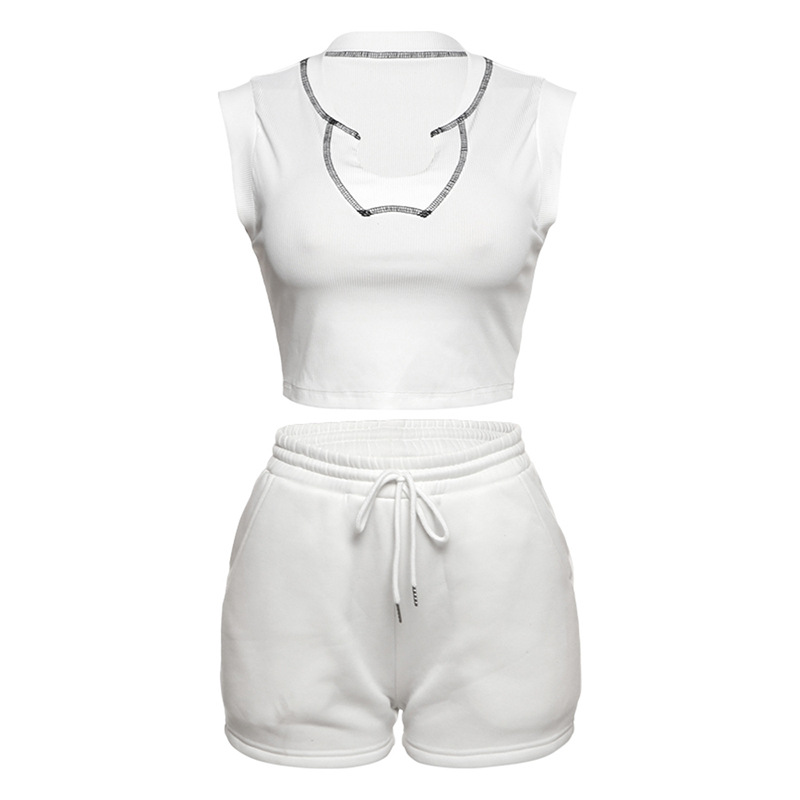 Personality Street Trendy Street Style Solid Color Sleeveless Suit