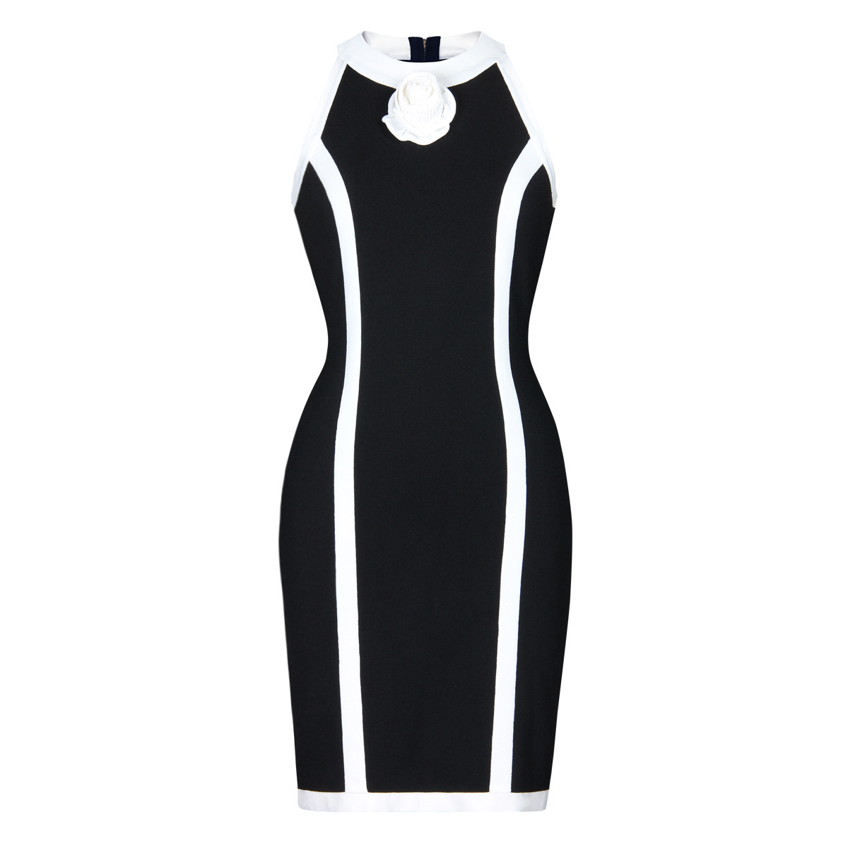 Sleeveless Handmade Flower Slim Short Knitted Dress